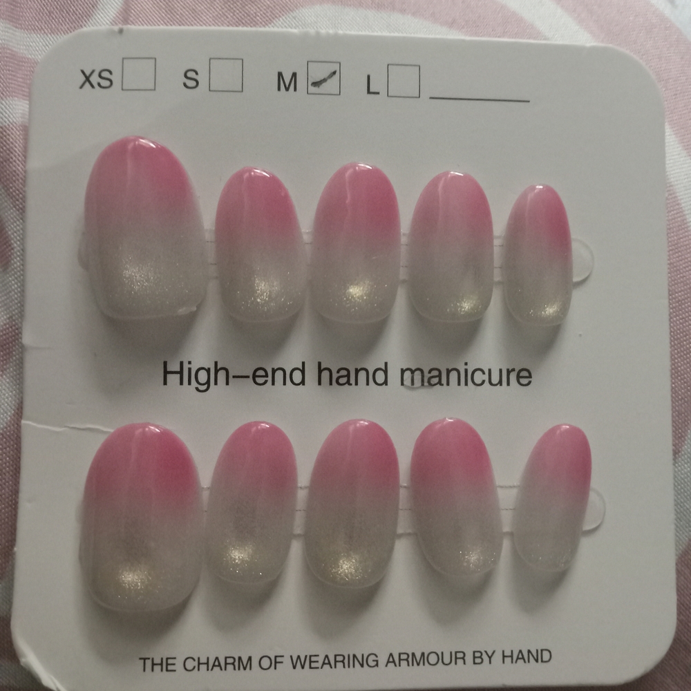 High-End Pink and White Press-On Nails